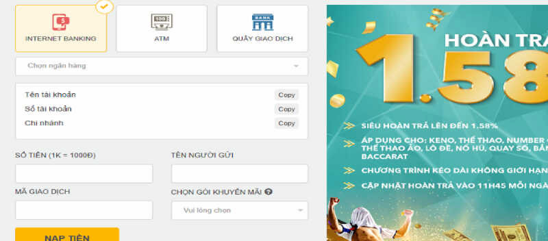 Nạp tiền siêu tốc tại Five88